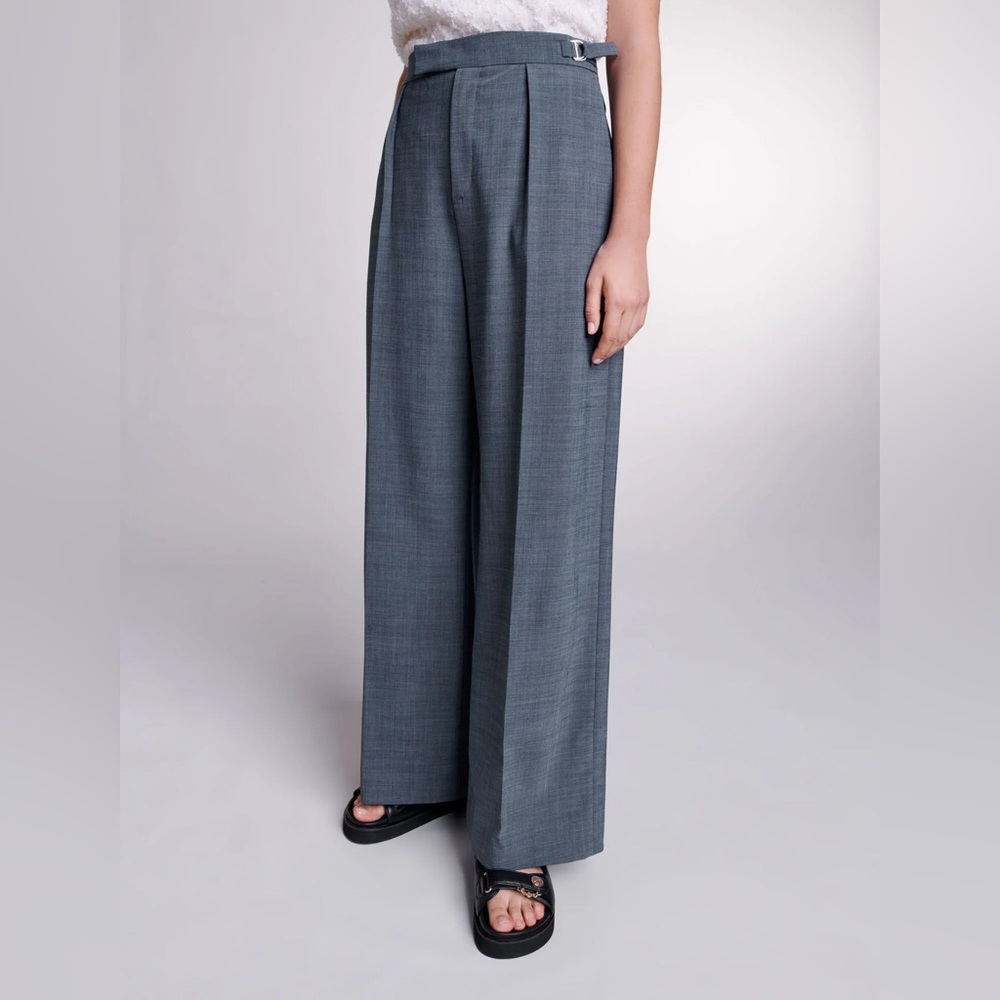 Maje Wide Leg Gray Trousers